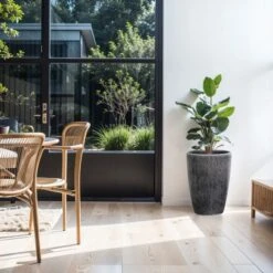 LuxenHome 17" H Ceramic Tall Planter Indoor Outdoor Large Plant Pot With Drainage Hole And Plug Modern Sea Gray Glazed Flower Pot Planter -Garden GUEST 3faa6379 b02b 482a 9964 d9bdf66074f4