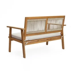 LuxenHome Outdoor Acacia Wood Rope Back 4-Piece Patio Seating With Cushions And Coffee Table Set -Garden GUEST 3fed8895 c80f 4a11 8d24 5719108d77c5