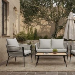 LuxenHome 4-Piece Outdoor Aluminum With PE Rope Patio Set With Cushions 15 LuxenHome 4-Piece Outdoor Aluminum With PE Rope Patio Set With Cushions -Garden GUEST 40b91a3d 0506 4ef3 8387 148cd1c9a798