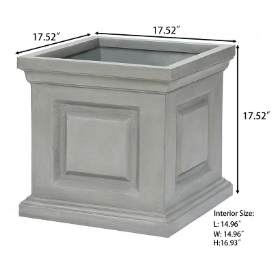 LuxenHome Gray MgO Square Box Flower Pot Planter 4 LuxenHome Gray MgO Square Box Flower Pot Planter - Image 2