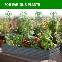 LuxenHome Galvanized Steel Rectangular 6-Ft X 3-Ft Raised Garden Bed Planter, Gray -Garden GUEST 41441d75 9b25 4b11 aa7e 021ffc0e6b17