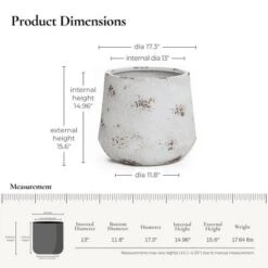 LuxenHome Rustic Planter – Off-White Round MgO Pot With Brown Accents & Plug -Garden GUEST 4168d0ff 472e 442e 91d0 bd0418183f45