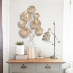LuxenHome Gold Palm Leaf Metal Ornamental Wall Decor Wall Art
