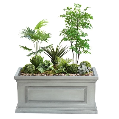 LuxenHome Gray MgO Rectangular Box Flower Pot Planter 9 LuxenHome Gray MgO Rectangular Box Flower Pot Planter - Image 7