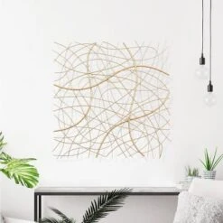 LuxenHome 26.4" Square Gold Abstract Metal Wall Decor -Garden GUEST 421e6283 ee61 48a3 a688 84bde22c8edc