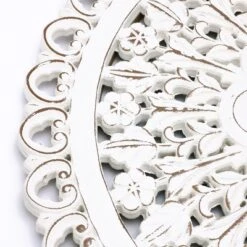 LuxenHome White Wood Flower 23.86" Round Wall Decor Home Decor Interior Design -Garden GUEST 424c8358 c225 47ff ba1a 3922ba8abd03