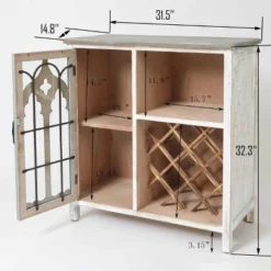 LuxenHome Distressed White And Gray Wood 1-Door Storage Wine Cabinet -Garden GUEST 4269a5ae 66a5 4737 bc90 ab26961dc130