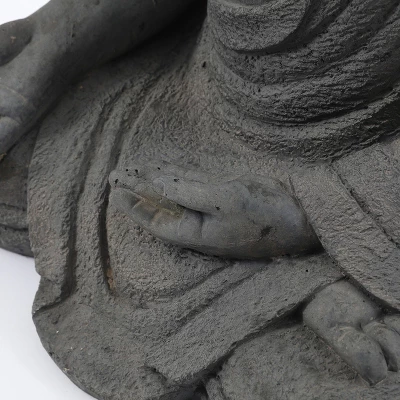 LuxenHome 19.75" Gray MgO Meditating Buddha Garden Statue 6 LuxenHome 19.75" Gray MgO Meditating Buddha Garden Statue - Image 4