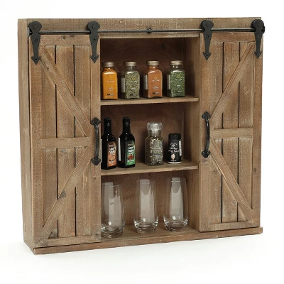 LuxenHome Farmhouse Wood Sliding 2-Door Wall Storage Cabinet 7 LuxenHome Farmhouse Wood Sliding 2-Door Wall Storage Cabinet - Image 5