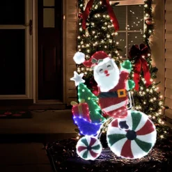 LuxenHome Santa On Peppermint Bike Lighted Holiday Decoration Multi-Color -Garden GUEST 438dff15 8fe7 4751 9325 3a5d6e1c966a