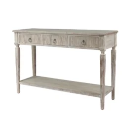 LuxenHome Whitewashed Wood 3-Drawer 1-Shelf Console And Entry Table 18 LuxenHome Whitewashed Wood 3-Drawer 1-Shelf Console And Entry Table -Garden GUEST 43c2e658 f867 4588 b09f 6b3c2657d8ed