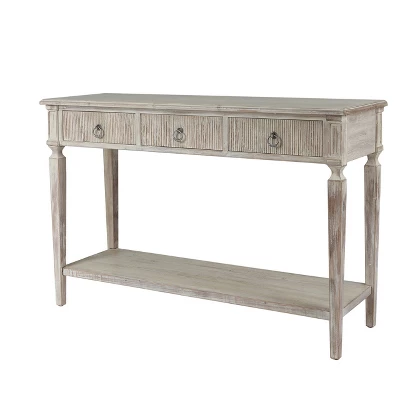 LuxenHome Whitewashed Wood 3-Drawer 1-Shelf Console And Entry Table 8 LuxenHome Whitewashed Wood 3-Drawer 1-Shelf Console And Entry Table - Image 6