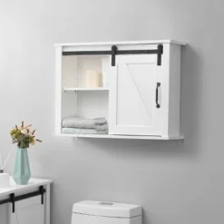 LuxenHome Farmhouse White MDF Bathroom Wall Cabinet 16 LuxenHome Farmhouse White MDF Bathroom Wall Cabinet -Garden GUEST 44344e76 842b 4aa8 a175 fc604c8f56e0