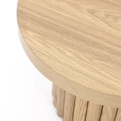 LuxenHome Brown Wood Fluted Round Coffee Table, 23.6" Wide Modern End Table For Living Room Round Wood Accent Table Bedroom Office -Garden GUEST 4435f6e1 011d 43c0 a188 bdf7508a9f97