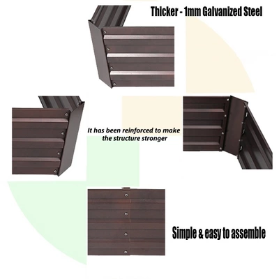 LuxenHome Brown Metal Rectangular 6x3ft Garden Bed 5 LuxenHome Brown Metal Rectangular 6x3ft Garden Bed - Image 3