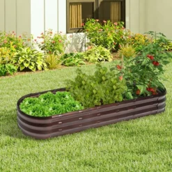 LuxenHome 5.5-Ft Oval Brown Metal Raised Garden Bed Planter 25 LuxenHome 5.5-Ft Oval Brown Metal Raised Garden Bed Planter -Garden GUEST 4532c0e2 52fe 44d4 90ce 21b09de1e6ba