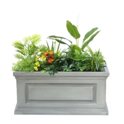 LuxenHome Gray MgO Rectangular Box Flower Pot Planter 17 LuxenHome Gray MgO Rectangular Box Flower Pot Planter -Garden GUEST 45bf1c90 a321 49d9 9a16 d4840da3c656