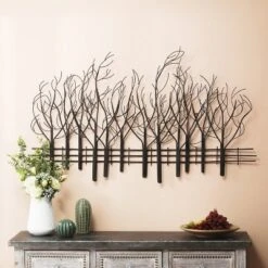 LuxenHome Snowy Black Metal Field Of Trees Wall Art -Garden GUEST 45cbde7d 5496 45a6 b5f7 853f2309150b