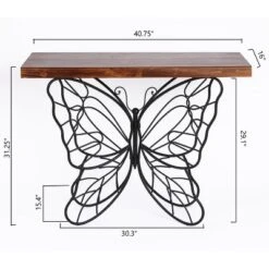 LuxenHome Wood Top Metal Butterfly Accent Console And Entry Table -Garden GUEST 45ff8365 534c 4956 9f42 b9ef169c030f
