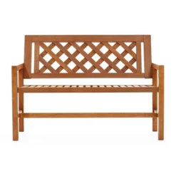 LuxenHome Laguna Solid Wood Outdoor Loveseat Park Bench -Garden GUEST 460d0ff2 4ae0 4768 a049 af06a5d3c292