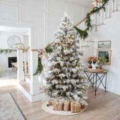 LuxenHome 7.5Ft Snow-Flocked Cedar Christmas Tree Pre-Lit With Teardrop LED Lights & Hinged Branches Green 14 LuxenHome 7.5Ft Snow-Flocked Cedar Christmas Tree Pre-Lit With Teardrop LED Lights & Hinged Branches Green -Garden GUEST 468128f6 e20a 4be0 914d de7ca890e6d3