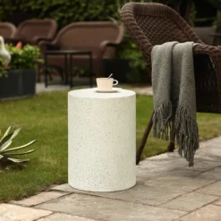 LuxenHome White And Speckled Gray Cement Round Indoor Outdoor Side Table 17 LuxenHome White And Speckled Gray Cement Round Indoor Outdoor Side Table -Garden GUEST 469de291 43cf 4f3d 90b2 9ede4db7b611