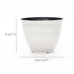 LuxenHome Ivory White Bell Round Recyled Plastic Planter Off-White 14 LuxenHome Ivory White Bell Round Recyled Plastic Planter Off-White -Garden GUEST 46cea6b9 a050 4d5d abfa 879bc1d42fd9