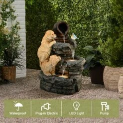 LuxenHome 26” Puppy And Rock Resin Outdoor Water Fountain With LED Lights, Outdoor And Indoor Waterfalls For Patio, Garden Decor Multicolored 14 LuxenHome 26” Puppy And Rock Resin Outdoor Water Fountain With LED Lights, Outdoor And Indoor Waterfalls For Patio, Garden Decor Multicolored -Garden GUEST 475f6a68 de73 444f 95b0 2ea08c98e70f