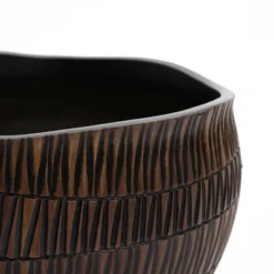 LuxenHome Brown With Black V-Pattern Polyresin 12-Inch Round Planter 14 LuxenHome Brown With Black V-Pattern Polyresin 12-Inch Round Planter -Garden GUEST 478e730d 45c9 45cd 8e9d 387a42f34139