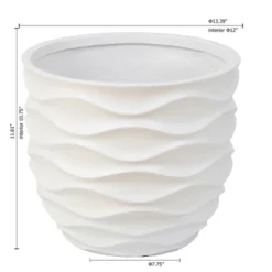 LuxenHome Decorative White Planter – Round MgO Pot With Wavy Texture For Indoor/Outdoor Plants 17 LuxenHome Decorative White Planter – Round MgO Pot With Wavy Texture For Indoor/Outdoor Plants -Garden GUEST 48059ce8 40a4 46f9 bd9e fbf8583f84f1