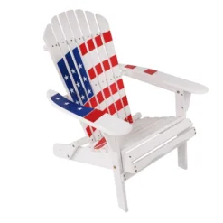 LuxenHome Adirondack USA Flag Patriotic Outdoor Wood Chair White 17 LuxenHome Adirondack USA Flag Patriotic Outdoor Wood Chair White -Garden GUEST 48baa906 63cf 47c7 aa02 450742c2858f