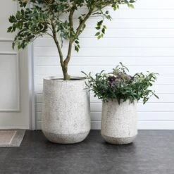 LuxenHome Tapered Concrete-Look Planter – Decorative MgO Pot For Garden Or Home -Garden GUEST 48d0e1e8 dd96 42c1 9fc8 8eb51048c02f