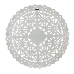 LuxenHome Distressed White Wood Flower Mandala 31.5" Round Wall Decor -Garden GUEST 491cce9a 2474 43fe 8417 da6ca7fd6d60
