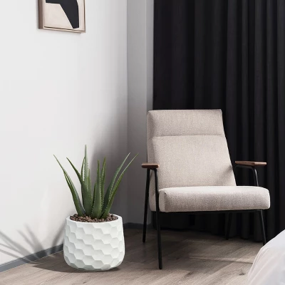 LuxenHome White MgO Geometric Design 12.2-inch Round Indoor Outdoor Planter 6 LuxenHome White MgO Geometric Design 12.2-inch Round Indoor Outdoor Planter - Image 4