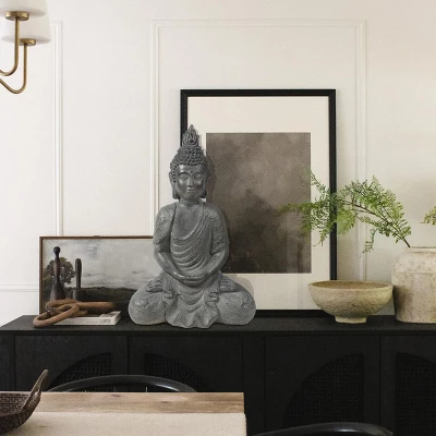 LuxenHome 21.75" Gray MgO Meditating Buddha Garden Statue 4 LuxenHome 21.75" Gray MgO Meditating Buddha Garden Statue - Image 2
