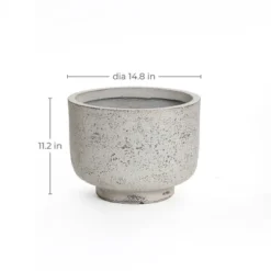 LuxenHome Rustic Planter – White & Gray Round MgO Pot With Drainage Plug -Garden GUEST 4a5a04b4 ff34 4ec1 a39b 1c2ae06cb303