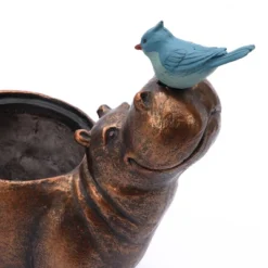 LuxenHome Brown Hippo And Blue Bird MgO Flower Pot Planter 20 LuxenHome Brown Hippo And Blue Bird MgO Flower Pot Planter -Garden GUEST 4a9c032f 47b0 4045 8b47 b3e87502e770