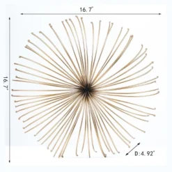 LuxenHome Gold Abstract Flower 16.7" Round Metal Wall Decor -Garden GUEST 4bb5f21e f69d 4e6a afaa 7011f2cf2ee0