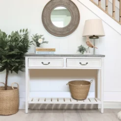 LuxenHome Farmhouse Distressed White Wood Console Table With Storage 20 LuxenHome Farmhouse Distressed White Wood Console Table With Storage -Garden GUEST 4cf11362 1ee0 4c6b 97d4 f7815dd96e66