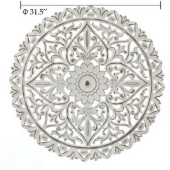 LuxenHome Distressed White Wood Flower Mandala 31.5" Round Wall Decor -Garden GUEST 4d5ebd1e f2be 4a8e 87ff 53bddfdd86fc