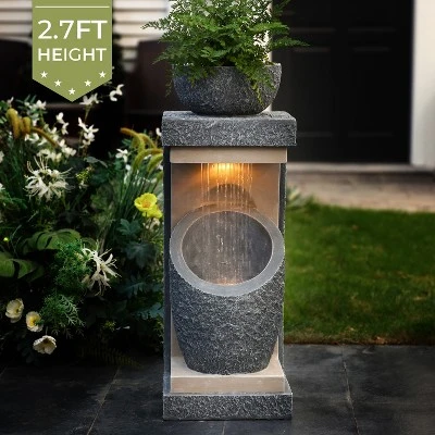 LuxenHome 32" H Resin Bowl Sculpture Outdoor And Indoor Resin Cascading Water Fountains Indoor With LED Lights Garden Decor Waterfall Gray 7 LuxenHome 32" H Resin Bowl Sculpture Outdoor And Indoor Resin Cascading Water Fountains Indoor With LED Lights Garden Decor Waterfall Gray - Image 5