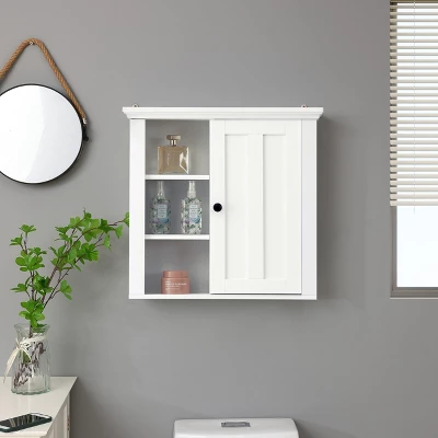LuxenHome White MDF Wood Bathroom Wall Storage Cabinet 10 LuxenHome White MDF Wood Bathroom Wall Storage Cabinet - Image 8