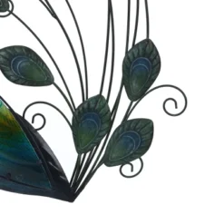 LuxenHome Blue And Green Peacock Metal And Glass Wall Decor, Indoor And Outdoor Decor.. 10 LuxenHome Blue And Green Peacock Metal And Glass Wall Decor, Indoor And Outdoor Decor.. -Garden GUEST 4e890e9c 2077 4f0b a201 99b33110b07a