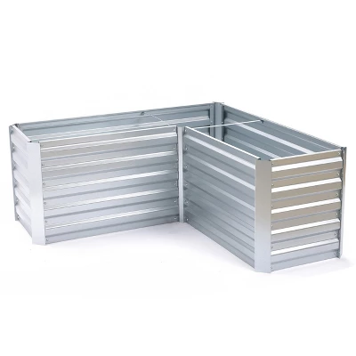 LuxenHome L-Shaped Galvanized Steel Raised Garden Bed Planter 6 LuxenHome L-Shaped Galvanized Steel Raised Garden Bed Planter - Image 4