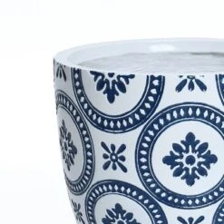 LuxenHome Round Tapered Planter – Blue And White Floral MgO Pot With Drainage Hole 14 LuxenHome Round Tapered Planter – Blue And White Floral MgO Pot With Drainage Hole -Garden GUEST 4efc6ab3 93b4 42b9 b05b b222a945ee46