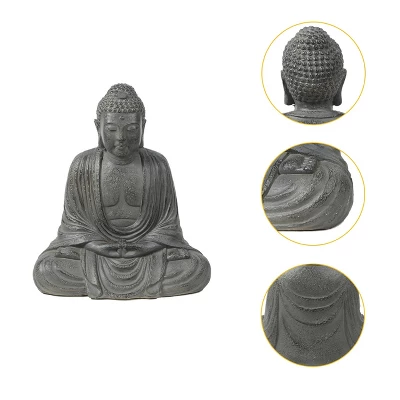 LuxenHome 17" H Gray MgO Meditating Buddha Garden Outdoor Statue 6 LuxenHome 17" H Gray MgO Meditating Buddha Garden Outdoor Statue - Image 4