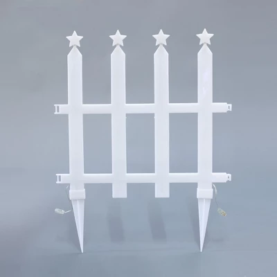 LuxenHome 8-Piece Light Show Star-Topped Fence Design Outdoor Decoration White 10 LuxenHome 8-Piece Light Show Star-Topped Fence Design Outdoor Decoration White - Image 8