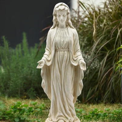 LuxenHome 30.5" H Virgin Mary Indoor Outdoor Statue Garden Statues, Gray Or Ivory 5 LuxenHome 30.5" H Virgin Mary Indoor Outdoor Statue Garden Statues, Gray Or Ivory - Image 3