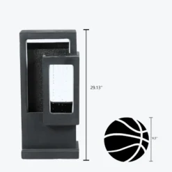 LuxenHome Gray Resin Column Outdoor Fountain With LED Light -Garden GUEST 5209e2b6 ab5b 4709 af90 863b69ebf83a