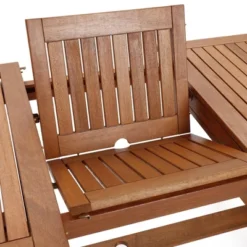 LuxenHome Natural Solid Wood 60"-78" Extending Rounded Rectangle Outdoor Dining Table Brown -Garden GUEST 520a9921 bbc2 4e20 83be b0688364a9d2